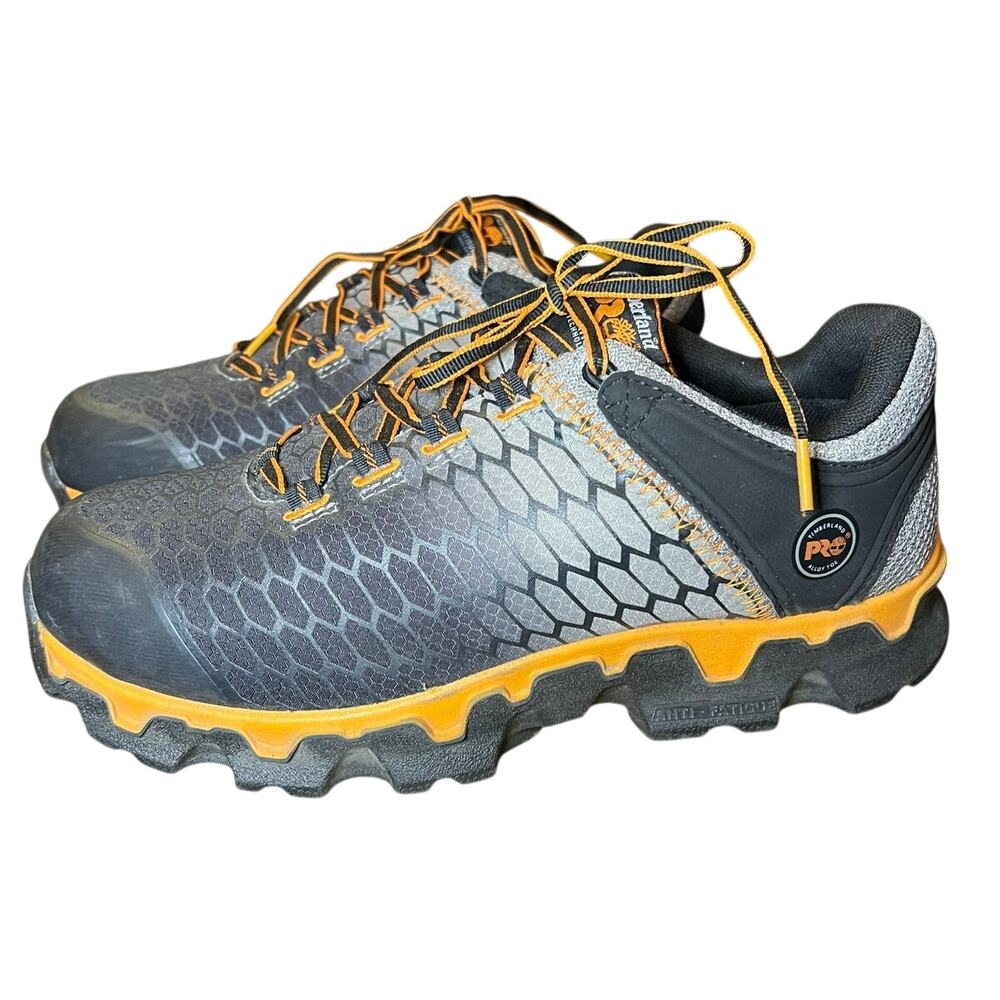 Timberland Mens Pro Anti Fatique Alloy Toe Work Shoes in Black w/Orange Size 9W